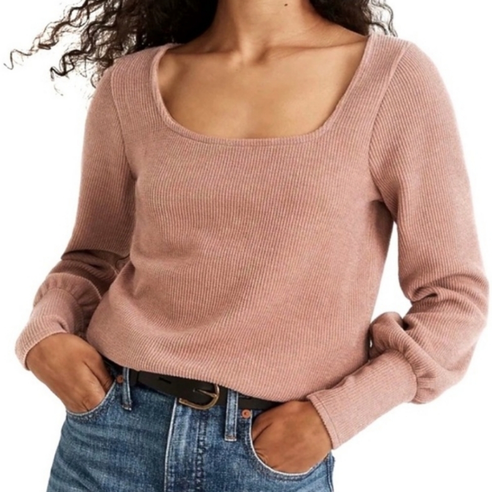 Madewell Ottoman Rib Square-Neck Top Sz L